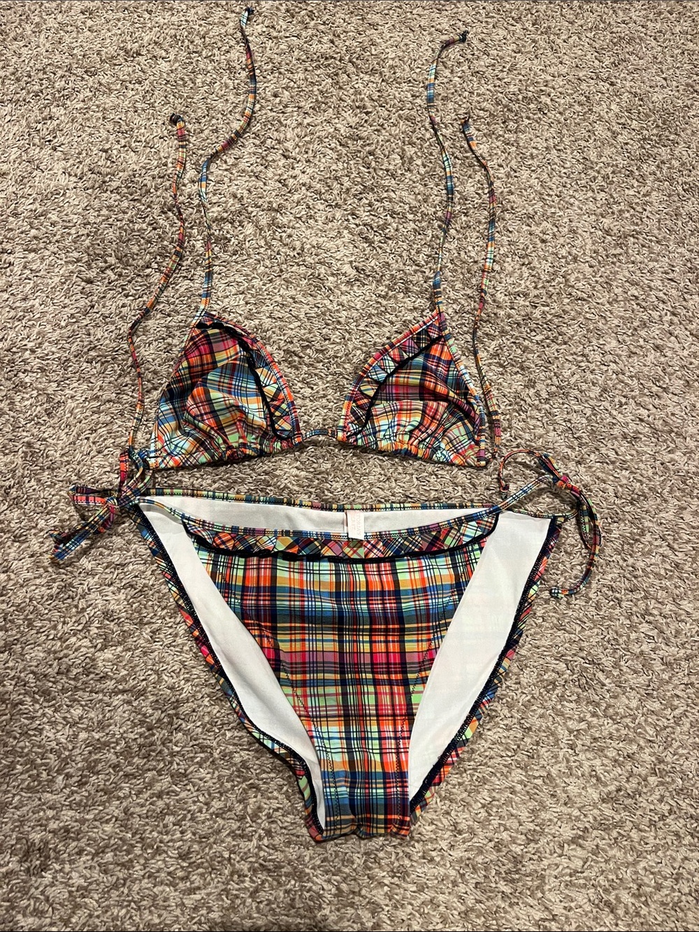 Victoria's Secret Multicolor Plaid Triangle Bikini